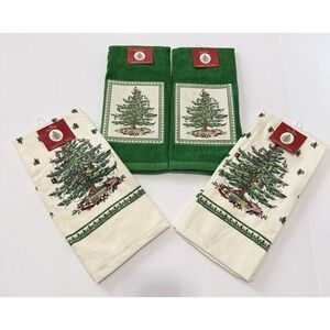 Spode Christmas Tree Kitchen Towels Set Of 4 NWT